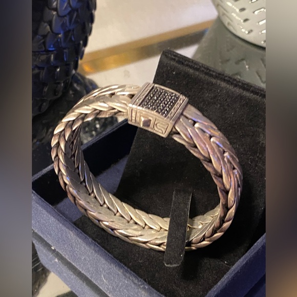 John Hardy Men's Extra-Large Modern Chain Bracelet with Black Sapphire - Picture 10 of 11